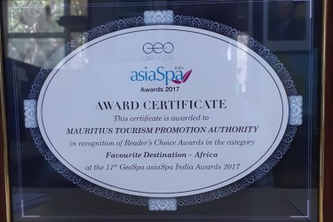 Mauritius awarded the “Best Spa Destination-Africa” at the Asia Spa Awards